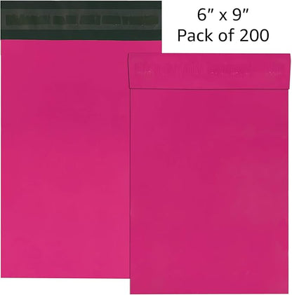 Colored Poly Mailers Pack of: Be creative with your packaging with Colored mailers (Pink, 6" x 9" pack of 200)