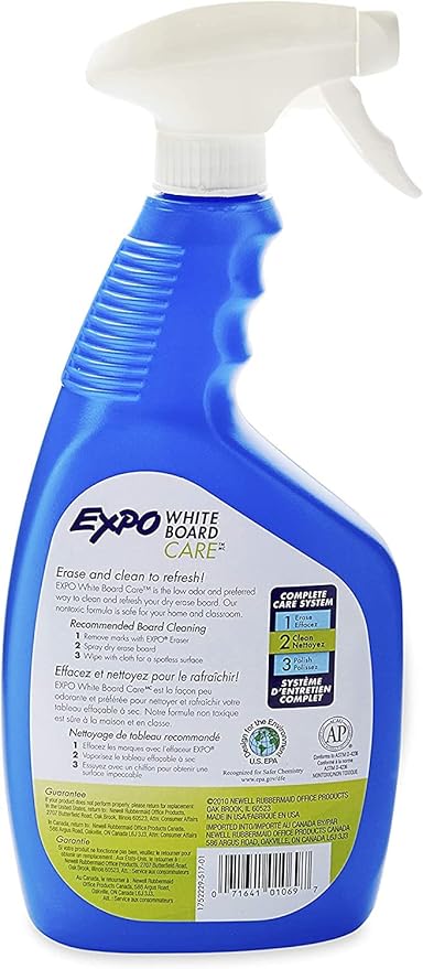 White Board Cleaning Spray, Whiteboard/Dry Erase Board Liquid Cleaner, 22 Ounce, with White Board Cleaner Microfiber Cloth