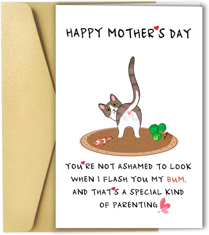 OJsensai Best Cat Mom Mothers Day Card, Naughty Cat Mom Gifts for Women, Happy Mothers Day Card from Cat, the Girl Who Loves The Cats