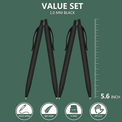 deegtran Pens Bulk, 200 Pack No Bleed Black Barrel Click Pens, Wholesale Retractable Ballpoint Pens, Pens Medium Point, Smooth Ink Pens, 1.0MM Black Ink