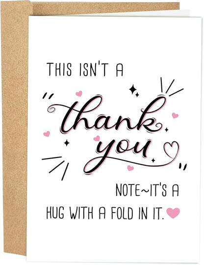 Funny Thank You Card for Women Men, Cute Appreciation Card for Him Her, Thanks Card for Boss Family Teacher, Hug With A Fold In It