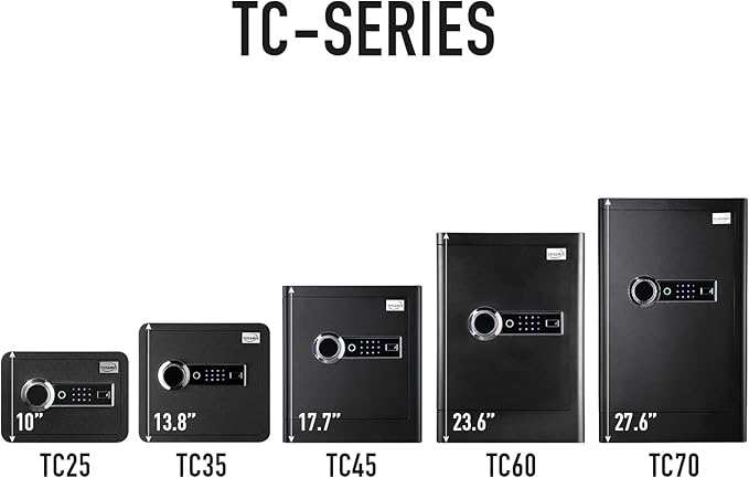 Tenamic Biometric Fingerprint Safe Box 1.41 Cuft Security Box with Induction Light and Leather, Solid Alloy Steel Home Cabinet Safe, Black