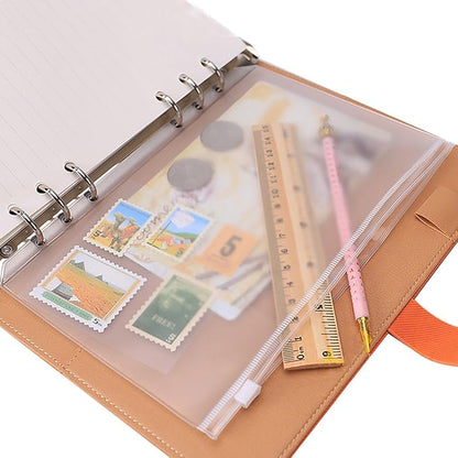 EvZ Zip Closure Envelope for 7 Inches Journal Organizer Diary A6 Notepad Notebook 6 Holes Ring Binder, Flexible Transparent, Set of 3Pcs