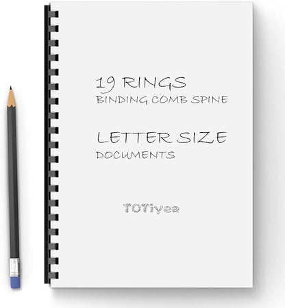 TOTiyea 19 Ring Plastic Binding Combs,1 Inch Diameter,200 Sheet Capacity, Letter Size, Black Comb Binding Spines (10 Pack)