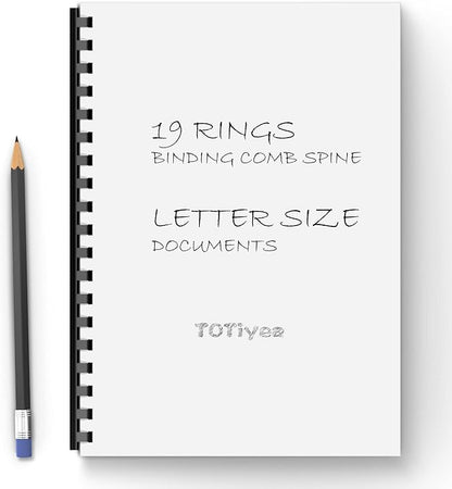 TOTiyea 200 Pack Plastic Binding Comb Spines,5/16 Inch Diameter,40 Sheet Capacity,Letter Size (8.5x11 Inches) Black Color Binding Comb Spines