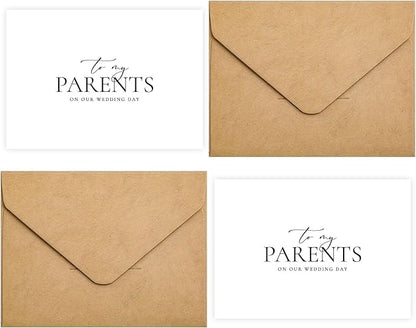 Set of 2 Wedding Day Card for Parents, Parents Of The Bride/Groom Gifts, To My Parents On Our Wedding Day.（Parents A）