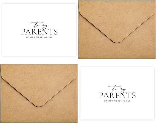 Set of 2 Wedding Day Card for Parents, Parents Of The Bride/Groom Gifts, To My Parents On Our Wedding Day.（Parents A）