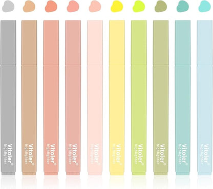 Vitoler Bible Highlighters with Soft Chisel Tip,10Pcs,Aesthetic No Bleed Dry Fast Easy to Hold, Bible Highlighters,Cute Highlighters for School Office Supplies