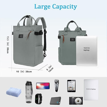 BASICPOWER Backpack Purse for Women Bag Travel Laptop Bookbag Work Nurse Teacher Bag 15.6-in Computer Grey