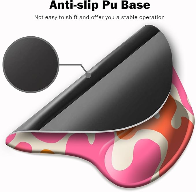 DOOKE Ergonomic Mouse Pad with Wrist Support and Coaster,Mouse Pads with Non-Slip PU Base for Home Office Working Studying Easy Typing & Pain Relief Leopard Print