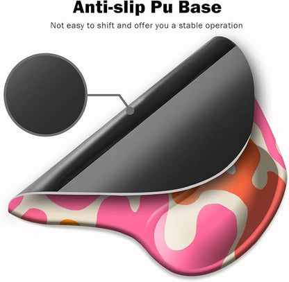 DOOKE Ergonomic Mouse Pad with Wrist Support and Coaster,Mouse Pads with Non-Slip PU Base for Home Office Working Studying Easy Typing & Pain Relief Leopard Print