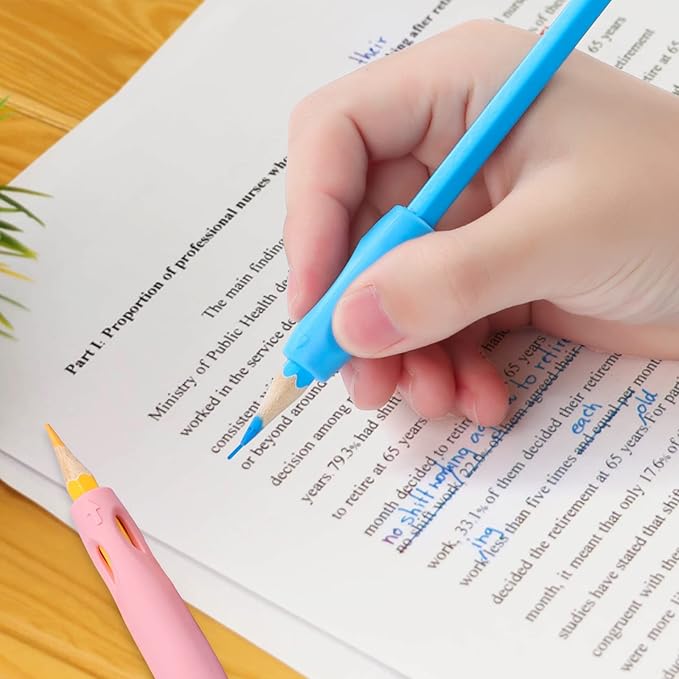 Ergonomic Silicone Pencil Grips 40 Pcs for Kids and Adults Handwriting, 8 Colors Gel Pen Grips with 3 Concaves