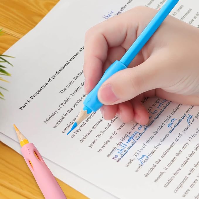 Ergonomic Pencil Grips Silicone 8 Pcs for Kids and Adults Handwriting, Gel Pen Grips with 3 Concaves, 1 Pack 4 Colors