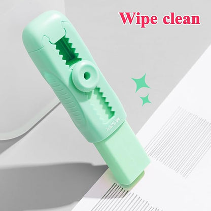 M&G 4+1 Pack Rubber Erasers Sliding Retractable Eraser, Soft Cute Erasers Push Pull Large Pencil Eraser with Plastic Sleeve 4 Refill Eraser for Students Kids, School Office Home Supplies (Green)