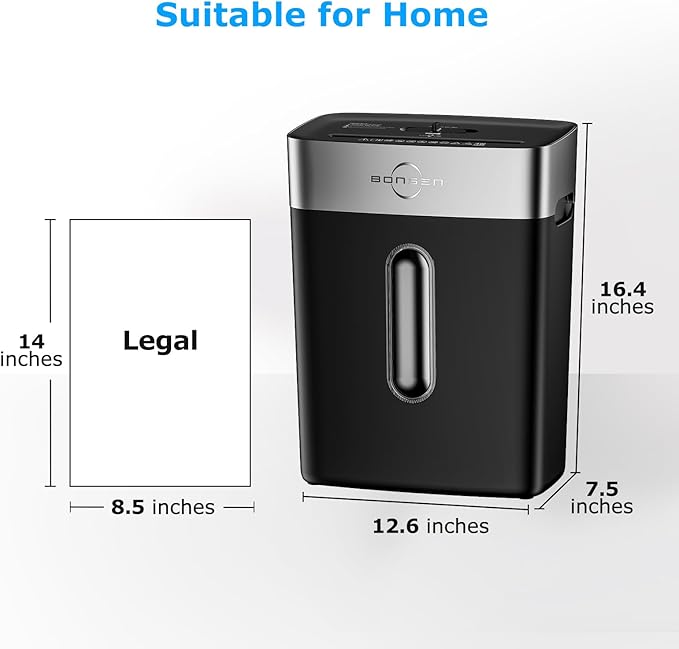 BONSEN Paper Shredder for Home Office, 10-Sheet Cross-Cut Shredder, P-4 High Security Level, Quiet Credit Card Shredder with Jam Proof System, 4 Gallons Bin (S3201)