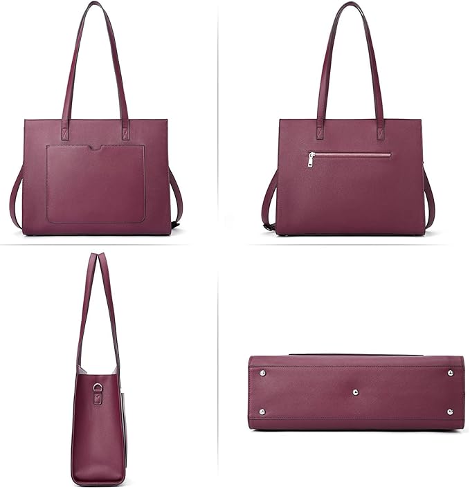 Telena Laptop Tote Bag for Women, 15.6 Inch Shoulder Tote Bag Leather Briefcase for Women, Large Capacity Handbag Bags