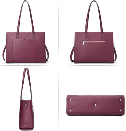 Telena Laptop Tote Bag for Women, 15.6 Inch Shoulder Tote Bag Leather Briefcase for Women, Large Capacity Handbag Bags