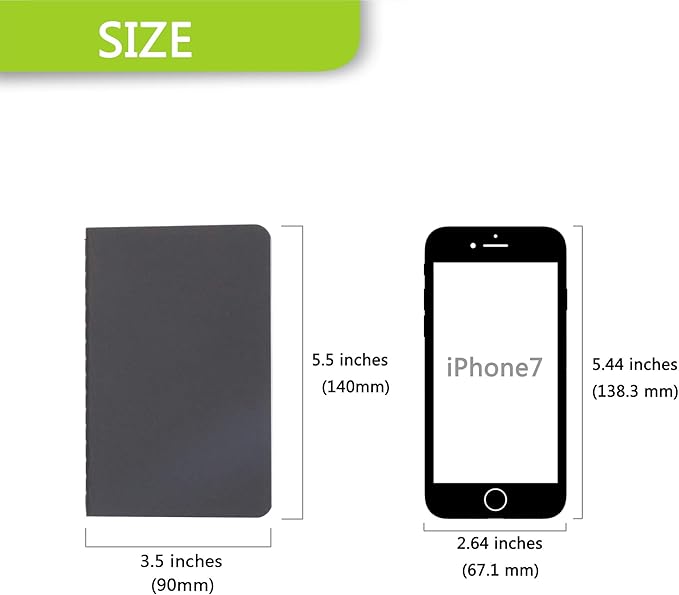TWONE Pocket Notebook, 6 Pack Softcover Mini Notebooks 3.5" x 5.5" Black Notebook Small Memo Notepad for Men Women Kids Traveler Author, 30 Sheets,60 Lined Pages