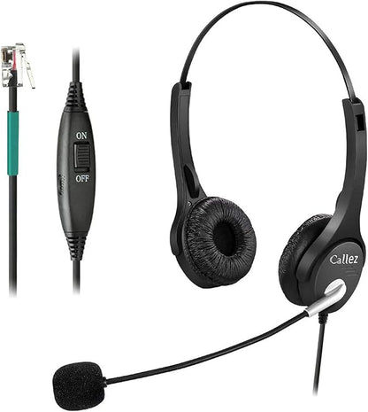 Callez RJ9 Office Phone Headset with Microphone Noise Cancelling, Telephone Headset Compatible with Landline Phones Polycom VVX411 311 410 500 400 300 301 310 501 401 201 601 250 Avaya Plantronics