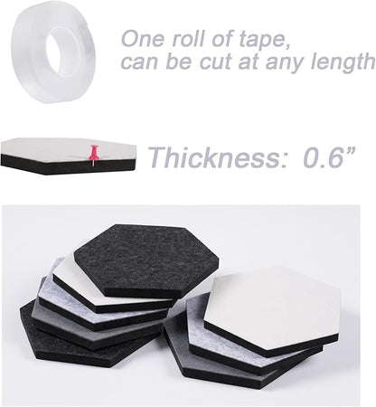 LAJAR 8 Pcs Hexagon Felt Bulletin Board Tiles, Self Adhesive Felt Pin Board Wall Tiles for Photos, Pictures, Memos (Gray)