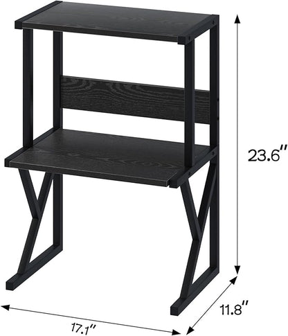 aboxoo Desktop Printer Stand with 3 Tier Wood Storage Shelves,Under Desk Printer Table,Multi-Purpose Home Office Desk Organizer for Fax Machine, Scanner (Black)