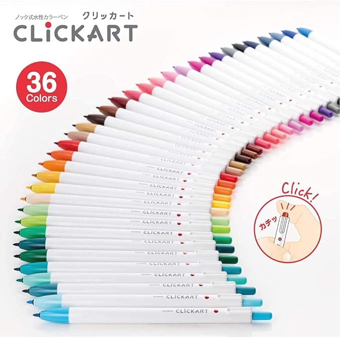 Zebra WYSS22-36C-N Clickart Water-Based Markers, 36 Colors, Case Included