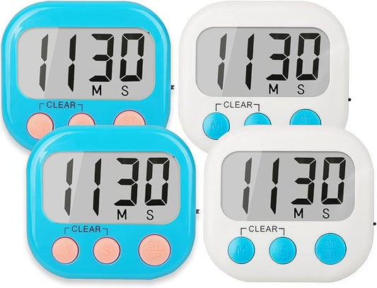 Classroom Timers for Teachers Kids Large Magnetic Digital Timer 4 Pack Blue White