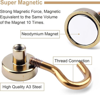 DIYMAG Magnetic Utility Hooks, 30Lbs Heavy Duty Rare Earth Neodymium Magnet Hooks with Nickel Coating for Kitchen, Garage, Cruise, Classroom, Workplace and Office etc, 3 Packs (Yellow)