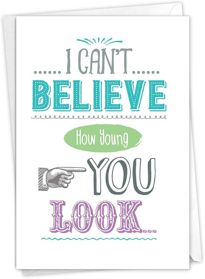 NobleWorks - Funny Happy Birthday Card with Envelope - Congrats Greeting Card, Birthday Fun - Your Old Photos C6876BDG