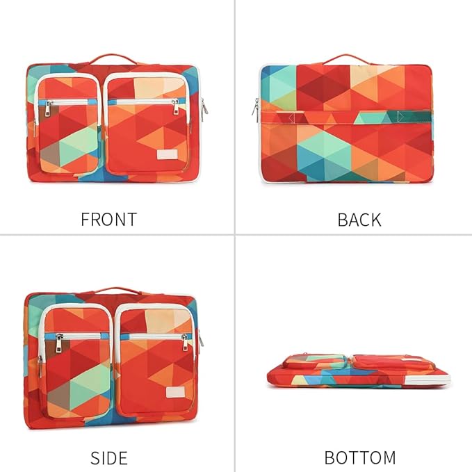 canvaslife 360° Protective Laptop Sleeve Case Bag with 4 Pockets for MacBook Pro 16 inch and 15 inch-15.6 inch Laptop (Rainbow peacock)