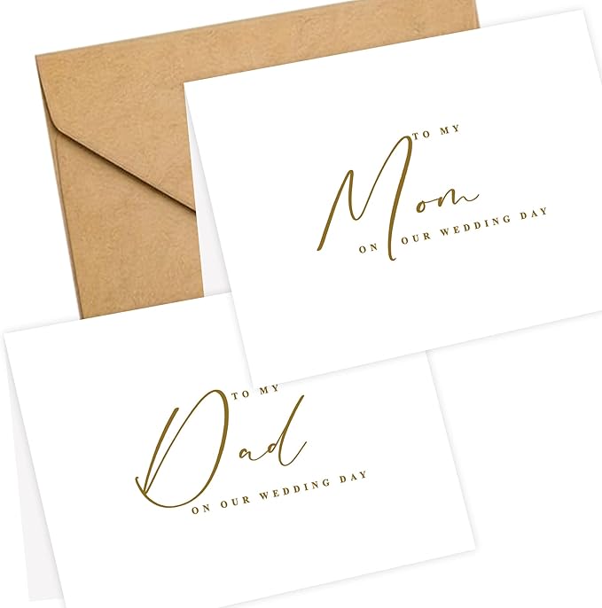LADY&HOME Set of 2 Wedding Day Cards to Dad and Mom,To My Dad and Mom on My Wedding Day Card (C2:Dad & Mom)