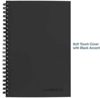 Cambridge Business Notebook, Legal Ruled, 5" x 8", Small, Wirebound, 80 Sheets, Black (06074) (Pack of 2)