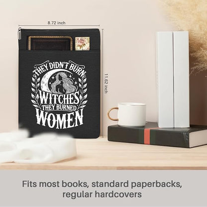 Book Themed Gifts Waterproof Book Sleeve Book Pouch Halloween Reading Gifts Witchy Gifts for Women Friend Auntie Book Covers for Paperbacks Book Accessories Book Protector with Zipper and Front Pocket