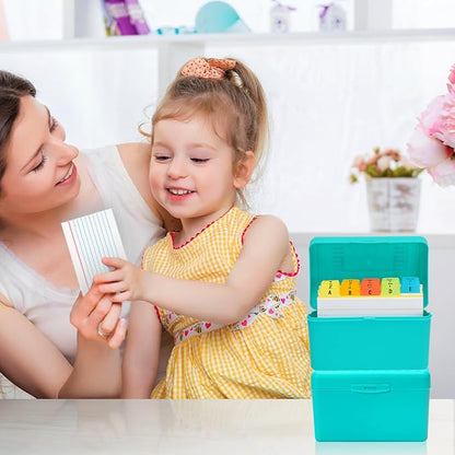 H4D 3x5 Index Card Holder with 100 Heavyweight Ruled Index Cards and 25 Plastic Dividers, Teal