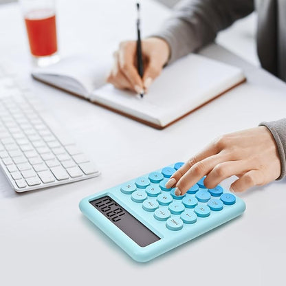 Calculators Desktop, 12 Digit Basic Calculator with Big Buttons, Sensitive Gradient Desk Calculator Large LCD Display for Office Accessories (Blue)