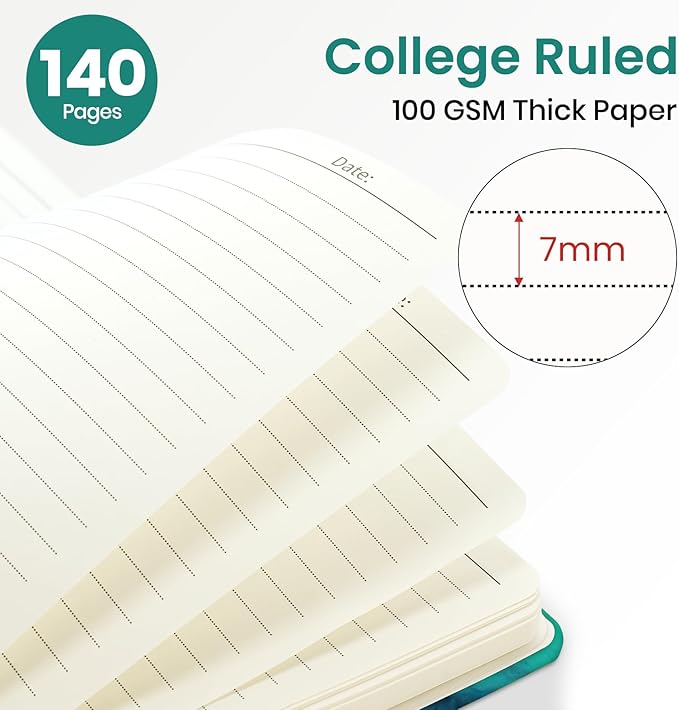 Lined Spiral Journal Notebook for Women, A5 College Ruled Journals for Writing, Hardcover Notebooks for Work, Note taking and Office School Supplies,140 Pages - Emerald Shores