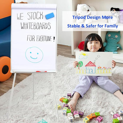 Magnetic Dry Erase Easel 36" x 24", Height Adjustable Tripod Dry Erase Board Office Presentation Whiteboard with Flipchart Pad, Magnets & Eraser, White