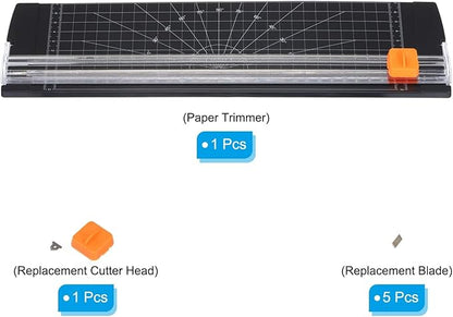 PATIKIL 12 Inch Paper Trimmer, A4 Size Portable Paper Cutter Slicer Scrapbooking Tool with Cutter Head Blade for Craft Paper Photo Cardstock, Black