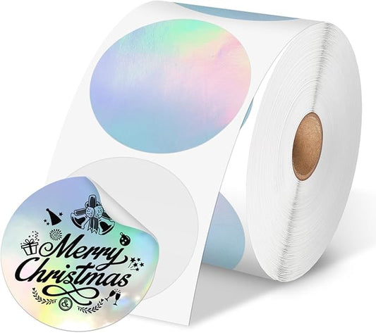 Phomemo 2” Circle Thermal Label, Self-Adhesive Round Direct Sticker Labels, Circular Thermal Printer Label for Logo Design, Name Tag, Thanks Card, Address, QR Code, 400 Labels/Roll, Laser Color