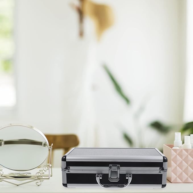 ERINGOGO Aluminum Attache Case - 12inch Lock Metal Briefcase with Ripple Foam, Hard Aluminum Carrying Case for Men, Universal Portable Tool Case for Laptop/Luggage/Instrument Black