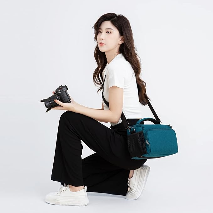 DOMISO Camera Bag Case Waterproof Anti-shock Shoulder Bag, Teal