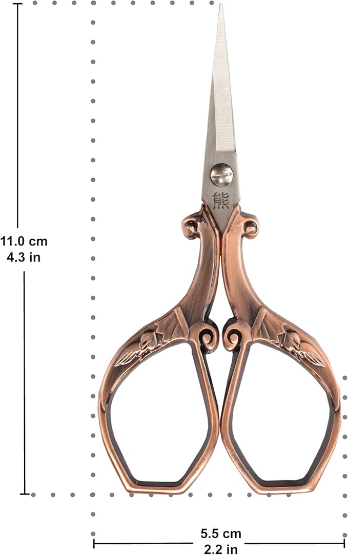 JubileeYarn Chinese Wing & Cloud Embroidery Craft Scissors - Copper - 3 Scissors