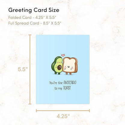 ALY LOU Anniversary Card for Her Him/Girlfriend Wife/Husband Boyfriend, Friendship Thank You Birthday Love Kawaii Greeting Card (Avocado Toast)