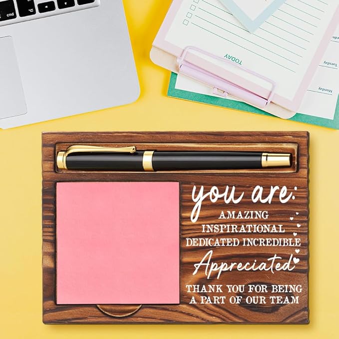 Appreciation Sticky Note Holder, Thank You Appreciation Gifts for Leader Coworker Nurse Social Worker HR Psychologist, Inspirational Quote for Desk Self-Stick Note Pad Holders YB357