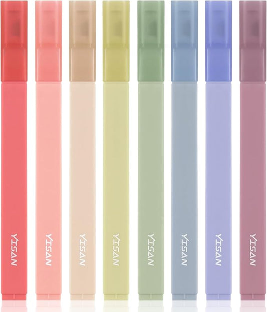 YISAN Highlighters Assorted Colors No Bleed,Book Highlighters Bible Pens,Soft Tip for Journal,Aesthetic,Vintage,70931