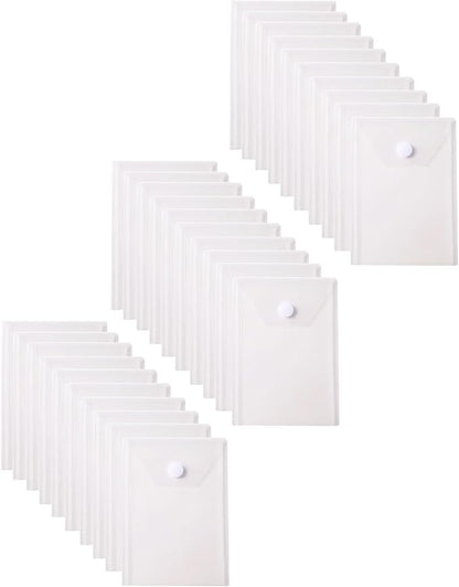 3’’ x 5’’ Vertical Plastic Envelopes Hook Loop Closure Coupon Receipt Sticker Holder 30 Pack