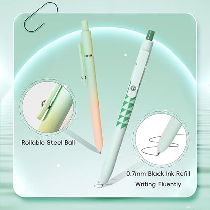 Gel Pens,10 Pcs Medium Point Smooth Writing Pens Cute Pens for Women, High-End Series 0.7mm Black Ink Pens for Journaling Note Taking, School Office Supplies (10 Pcs Gradient and Geometric)