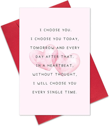Ogeby Cute Valentines Day Card Gifts for Boyfriend Girlfriend, Sweet Anniversary Cards Gifts for Husband Wife, I Choose You Every day Love Card for Him Her