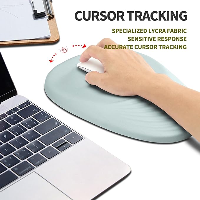 Hokafenle Ergonomic Mouse Pad Wrist Support, Terraced Slope Carpal Tunnel Wrist Pad for Mouse with Unibody Memory Foam, Wrist Rest Pain Relief Mousepad (Light Cyan, 11.8x7.9 in)