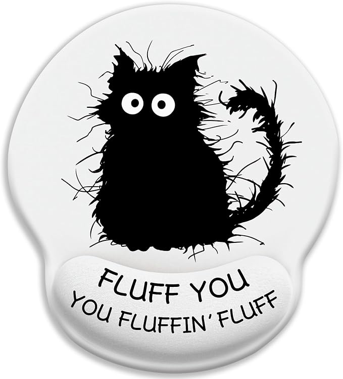 Funny Black Cat Mouse Pads for Desk, Ergonomic Mouse Pad with Wrist Rest, Gaming Mouse Pad Wrist Support with Non-Slip Pain Relief PU Base, Cute Office Desk Accessories Decor